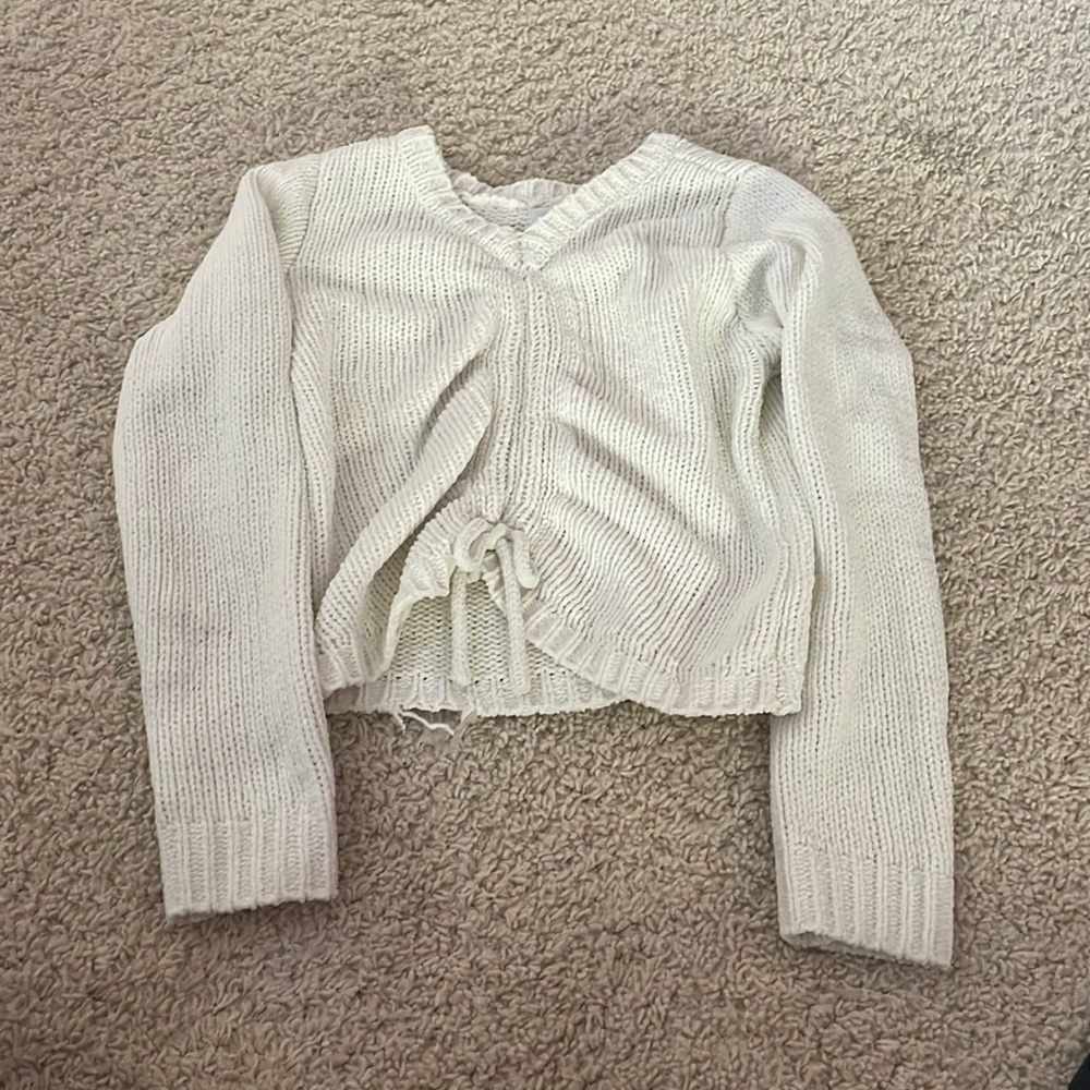 White Cropped Sweater.